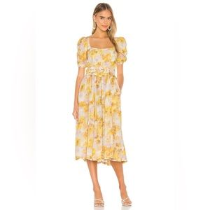Perfect Easter Dress!  
For Love & Lemons Yellow Floral Belted Midi Dress S